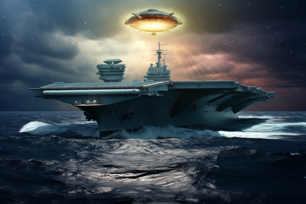 Aircraft Carrier with UFO