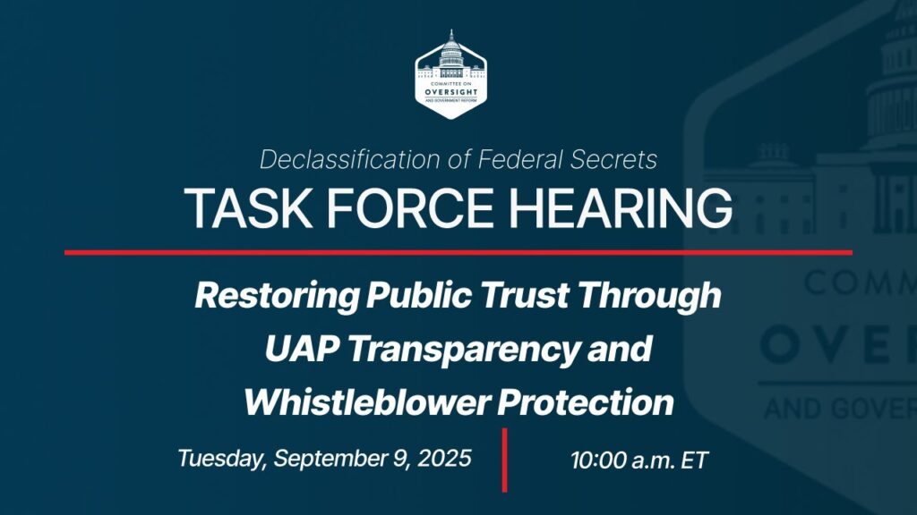 Task Force Hearing Restoring trust through UAP