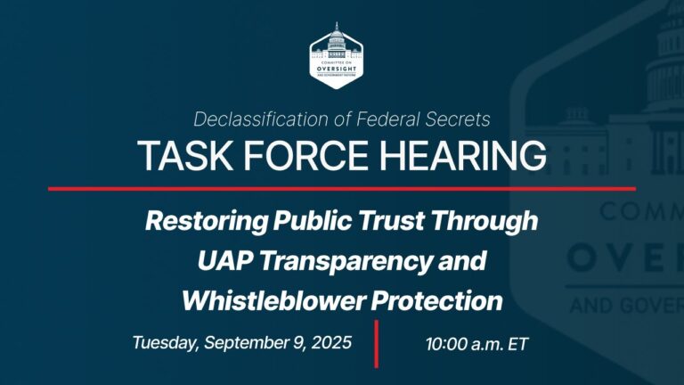 Task Force Hearing Restoring trust through UAP
