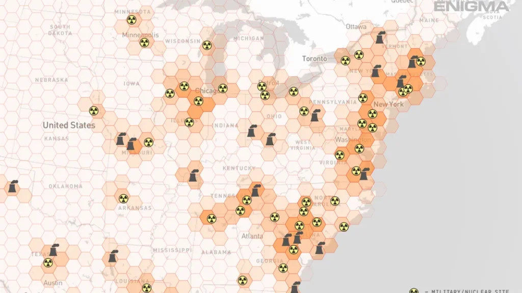 Map of UFO Sightings Near Nuclear Plants